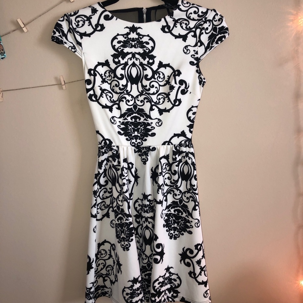 Floral black and white dress